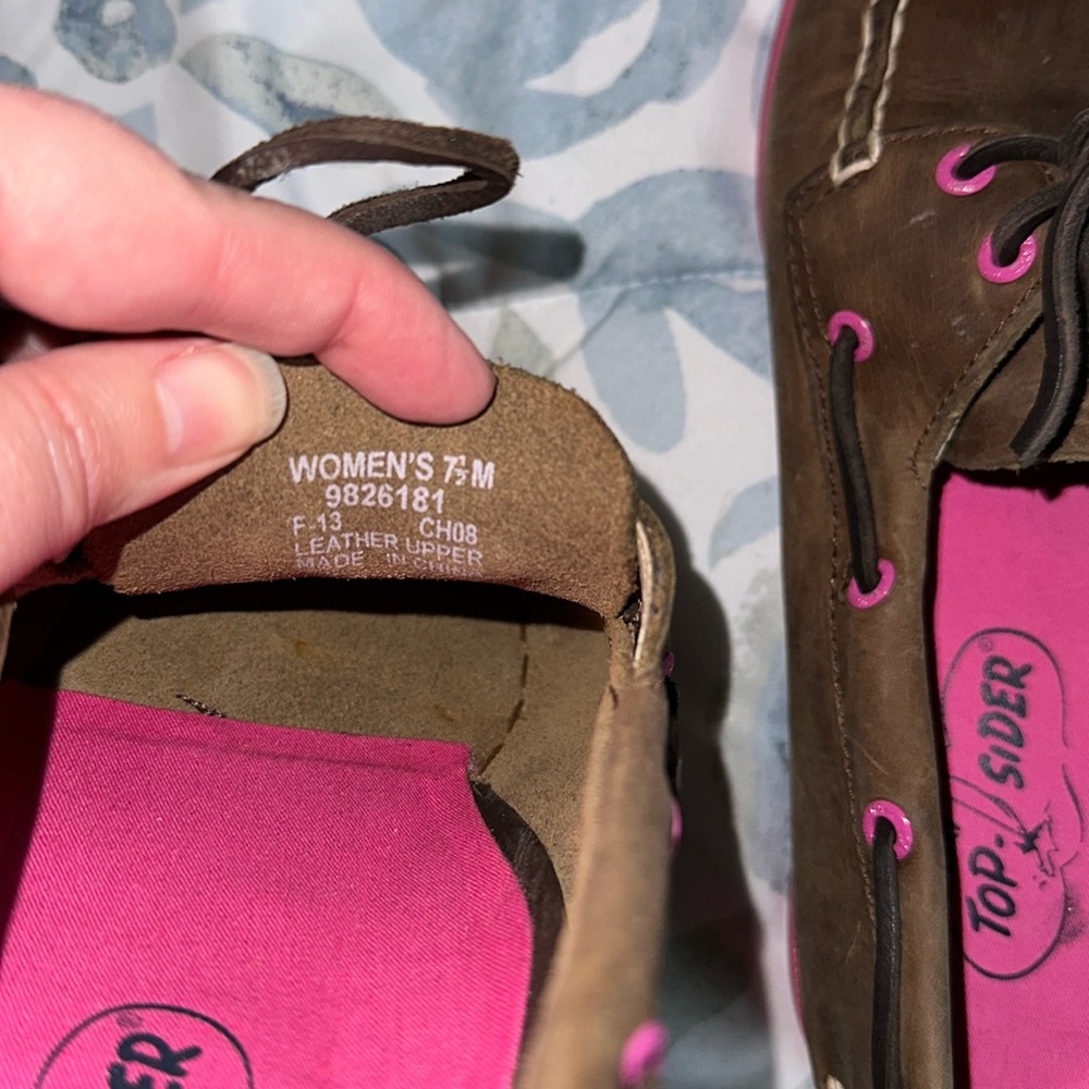 Brown Pink Leather Sperry Topsider Casual Women’s Loafers Size 7.5 Boat Shoes - Picture 6 of 6